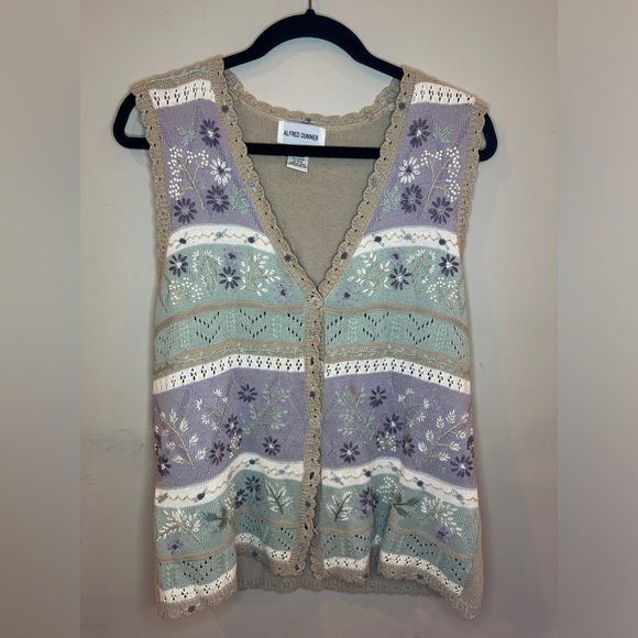 Alfred Dunner women’s knit pastel vest with florals, size small - Picture 1 of 4